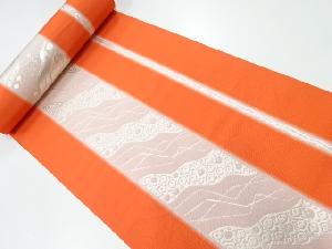 アンティーク　縞に花模様織出し八寸帯地反物